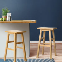 Artiss Bar Stools Kitchen Counter Stools Wooden Chairs Natural x2 Furniture Kings Warehouse 
