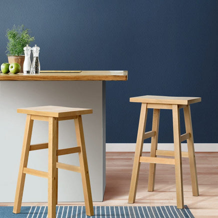 Artiss Bar Stools Kitchen Counter Stools Wooden Chairs Natural x2 Furniture Kings Warehouse 
