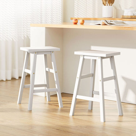 Artiss Bar Stools Kitchen Counter Stools Wooden Chairs White x2 Furniture Kings Warehouse 
