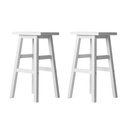 Artiss Bar Stools Kitchen Counter Stools Wooden Chairs White x2 Furniture Kings Warehouse 