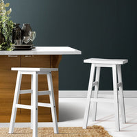 Artiss Bar Stools Kitchen Counter Stools Wooden Chairs White x2 Furniture Kings Warehouse 