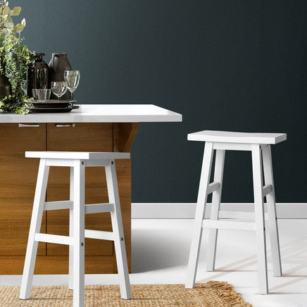 Artiss Bar Stools Kitchen Counter Stools Wooden Chairs White x2 Furniture Kings Warehouse 