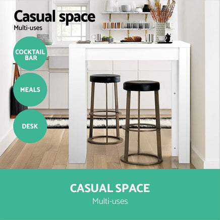 Artiss Bar Table 3-tier Storage Shelves White Furniture Kings Warehouse 