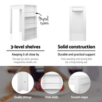 Artiss Bar Table 3-tier Storage Shelves White Furniture Kings Warehouse 