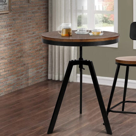 Artiss Bar Table 67-86CM Height Round Brown Furniture Kings Warehouse 