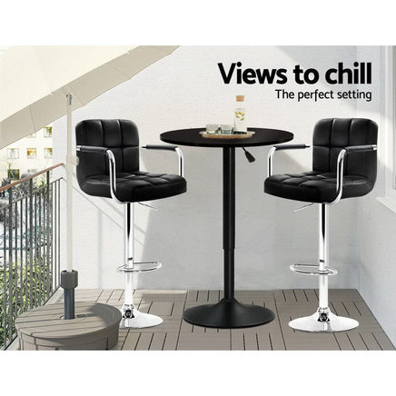 Artiss Bar Table Gas Lift Round Black Furniture Kings Warehouse 