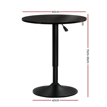 Artiss Bar Table Gas Lift Round Black Furniture Kings Warehouse 