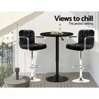 Artiss Bar Table Gas Lift Round Black Furniture Kings Warehouse 