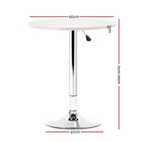 Artiss Bar Table Gas Lift Round White Furniture Kings Warehouse 