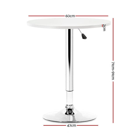 Artiss Bar Table Gas Lift Round White Furniture Kings Warehouse 
