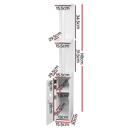 Artiss Bathroom Cabinet Storage 118cm Shelf White Furniture Kings Warehouse 