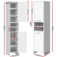 Artiss Bathroom Cabinet Storage 185cm White Furniture Kings Warehouse 