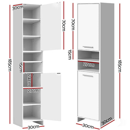 Artiss Bathroom Cabinet Storage 185cm White Furniture Kings Warehouse 