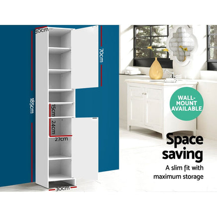 Artiss Bathroom Cabinet Storage 185cm White Furniture Kings Warehouse 