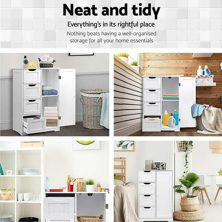 Artiss Bathroom Cabinet Storage Drawers White Furniture Kings Warehouse 