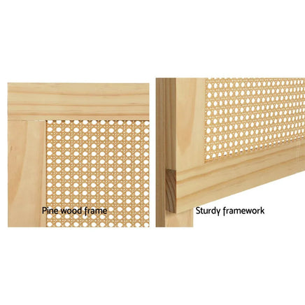 Artiss Bed Head Headboard Double Rattan - RIBO Pine Furniture Kings Warehouse 