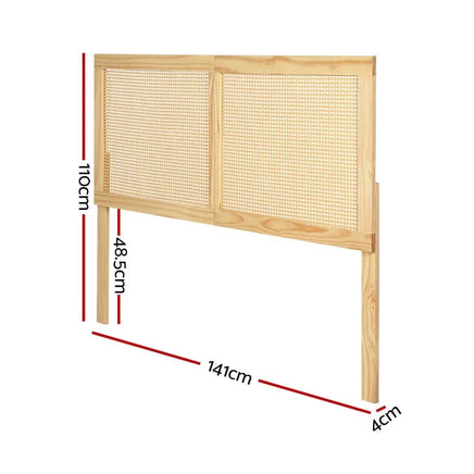 Artiss Bed Head Headboard Double Rattan - RIBO Pine Furniture Kings Warehouse 