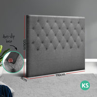 Artiss Bed Head Headboard King Single Size Fabric - CAPPI Grey Furniture Kings Warehouse 
