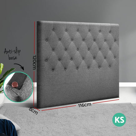 Artiss Bed Head Headboard King Single Size Fabric - CAPPI Grey Furniture Kings Warehouse 