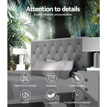 Artiss Bed Head Headboard King Single Size Fabric - CAPPI Grey Furniture Kings Warehouse 