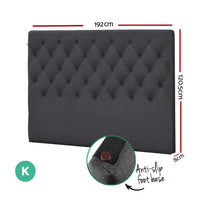 Artiss Bed Head Headboard King Size Fabric - CAPPI Charcoal Furniture Kings Warehouse 