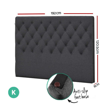 Artiss Bed Head Headboard King Size Fabric - CAPPI Charcoal Furniture Kings Warehouse 