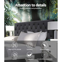 Artiss Bed Head Headboard King Size Fabric - CAPPI Charcoal Furniture Kings Warehouse 