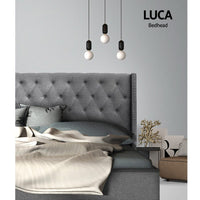 Artiss Bed Head Headboard King Size Fabric - LUCA Grey Furniture Kings Warehouse 