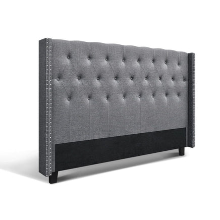 Artiss Bed Head Headboard King Size Fabric - LUCA Grey Furniture Kings Warehouse 