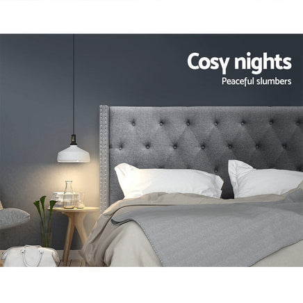 Artiss Bed Head Headboard King Size Fabric - LUCA Grey Furniture Kings Warehouse 
