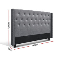 Artiss Bed Head Headboard King Size Fabric - LUCA Grey Furniture Kings Warehouse 