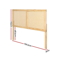 Artiss Bed Head Headboard Queen Rattan - RIBO Pine Furniture Kings Warehouse 