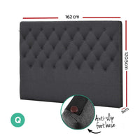 Artiss Bed Head Headboard Queen Size Fabric - CAPPI Charcoal Furniture Kings Warehouse 