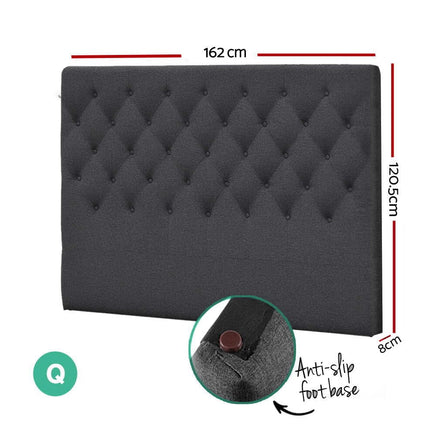 Artiss Bed Head Headboard Queen Size Fabric - CAPPI Charcoal Furniture Kings Warehouse 