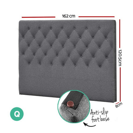 Artiss Bed Head Headboard Queen Size Fabric - CAPPI Grey Furniture Kings Warehouse 
