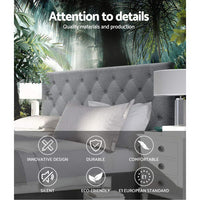 Artiss Bed Head Headboard Queen Size Fabric - CAPPI Grey Furniture Kings Warehouse 