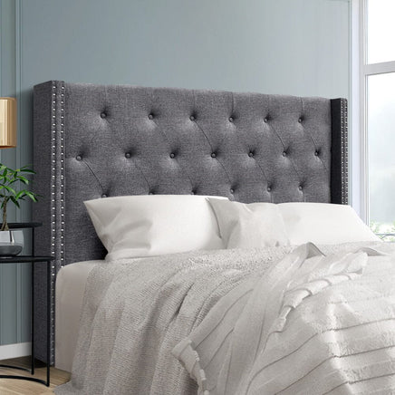 Artiss Bed Head Headboard Queen Size Fabric - LUCA Grey Furniture Kings Warehouse 