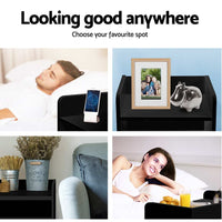 Artiss Bedside Table 1 Drawer with Shelf - FARA Black Furniture Kings Warehouse 