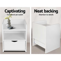 Artiss Bedside Table 1 Drawer with Shelf - FARA White Furniture Kings Warehouse 
