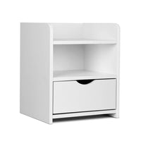 Artiss Bedside Table 1 Drawer with Shelf - FARA White Furniture Kings Warehouse 