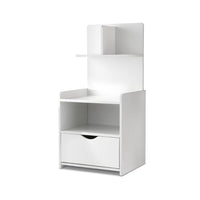 Artiss Bedside Table 1 Drawer with Shelves - EVERMORE White Furniture Kings Warehouse 