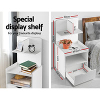 Artiss Bedside Table 1 Drawer with Shelves - EVERMORE White Furniture Kings Warehouse 