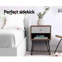 Artiss Bedside Table 1 Drawers with Shelf - LARS Furniture Kings Warehouse 