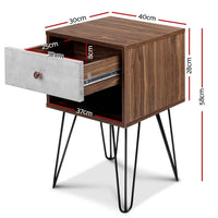 Artiss Bedside Table 1 Drawers with Shelf - LARS Furniture Kings Warehouse 