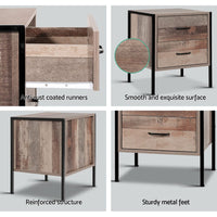 Artiss Bedside Table 2 Drawers - BARNLY Furniture Kings Warehouse 