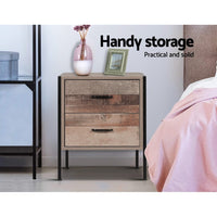 Artiss Bedside Table 2 Drawers - BARNLY Furniture Kings Warehouse 