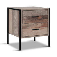 Artiss Bedside Table 2 Drawers - BARNLY Furniture Kings Warehouse 