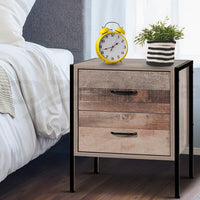 Artiss Bedside Table 2 Drawers - BARNLY Furniture Kings Warehouse 
