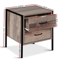 Artiss Bedside Table 2 Drawers - BARNLY Furniture Kings Warehouse 