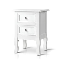 Artiss Bedside Table 2 Drawers - BISSET White Furniture Kings Warehouse 